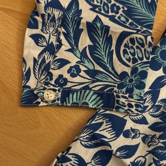 J. Crew Factory blue and white printed and embroidered blouse size extra small - Picture 5 of 7